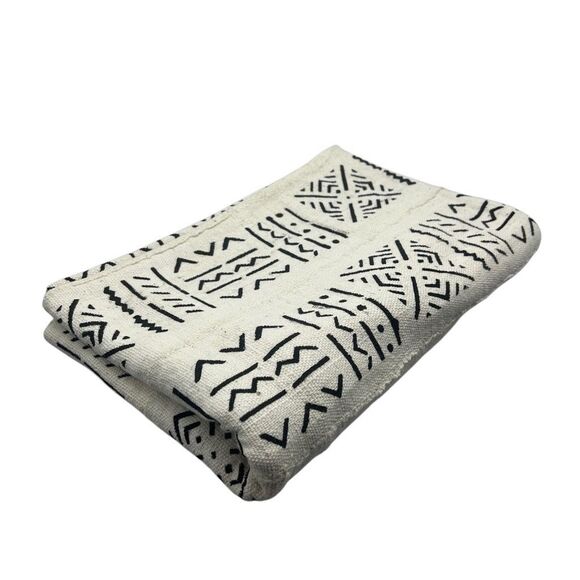 The Bead Chest Bogolan White Mali Mud Cloth Handmade in West Africa Home Decor